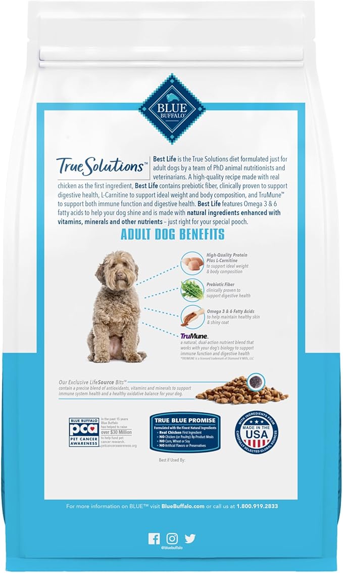 Blue Buffalo True Solutions Best Life Natural Dry Food for Adult Dogs, Chicken, 24-lb. Bag