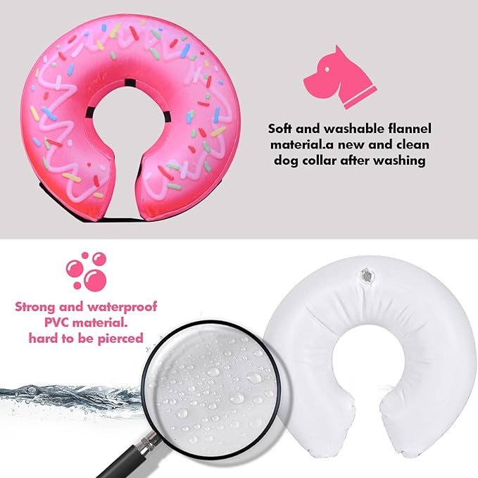 Katoggy Inflatable Dog Cone Collar for Dogs After Surgery, Soft Adjustable Blow up Donut Dog E-Collar for Small Medium Large Dog and Cats