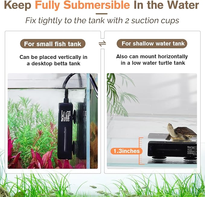 hygger Mini Fish Tank Submersible Heater 75W for 10-15 Gallons Small Betta Aquarium Heater with Digital Display Controller Adjustable Temperature