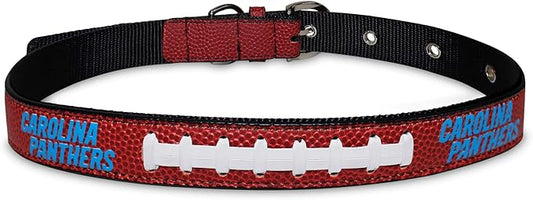 Pets First Tough Leather Pet Collar NFL Carolina Panthers Premium Dog Collar, Limited Edition, Size Large. Best & Strongest Heavy-Duty Dog Collar!, 20-29" Long & 1" Wide, CAR-3081-LG