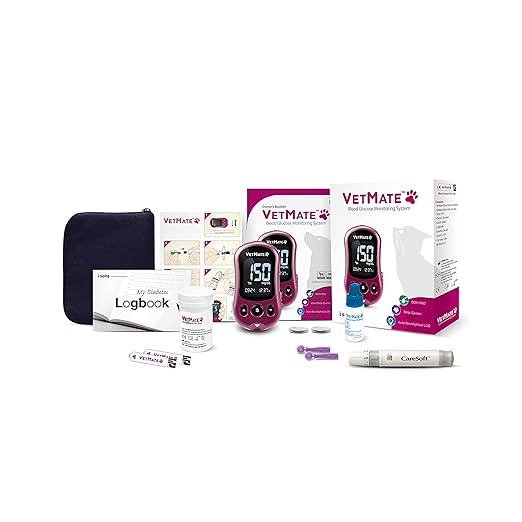 Dogs/Cats Diabetes Monitoring Starter KIT (Auto-Coding) - 1 Pet Blood Glucose Meter, 10 Test Strips, 1 Lancing Device, 10 Lancets, 1 Control Solution – Calibrated for Dogs and Cats