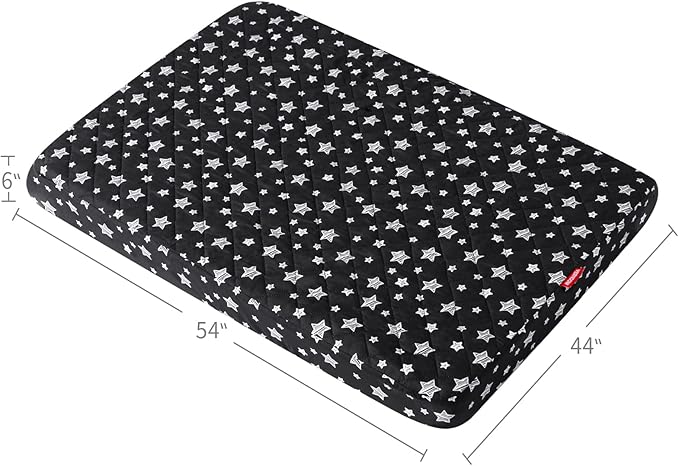 Dog Bed Covers Replacement Washable Pet Hair Easy to Remove, Waterproof Dog Bed Covers Noiseless Quilted, Pet Bed Cover Lovely Black Star Print, Puppy Bed Cover 44x54 Inches, for Dog/ Cat, Cover Only
