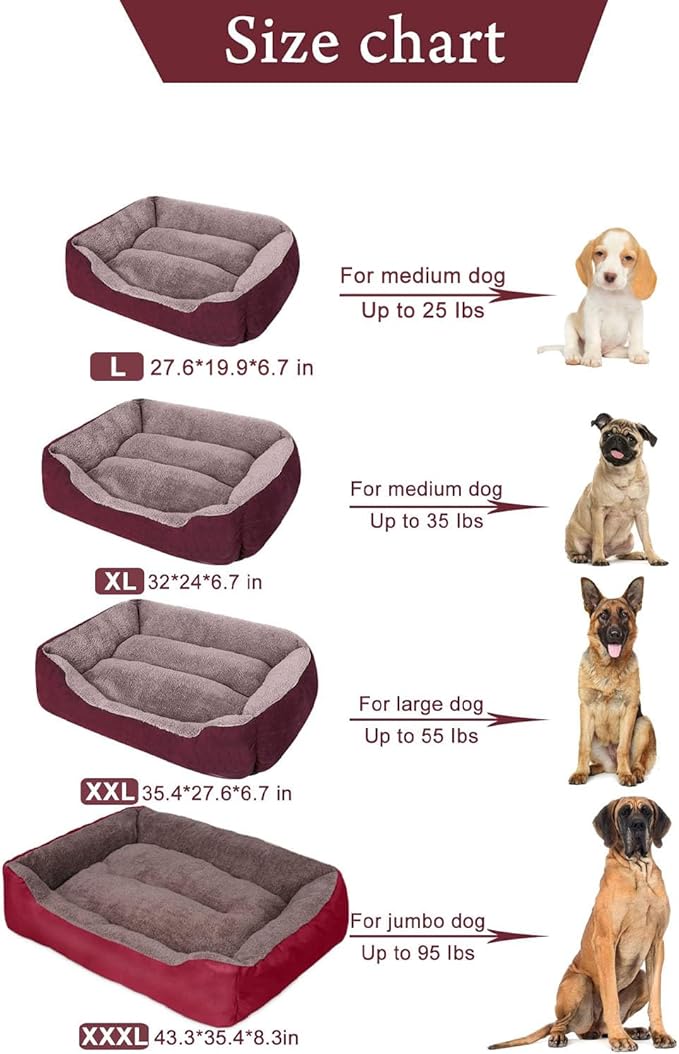 PUPPBUDD Dog Beds for Extra Large Dogs, Rectangle Washable Dog Bed Comfortable and Breathable Pet Sofa Warming Orthopedic Dog Bed for Jumbo Dogs