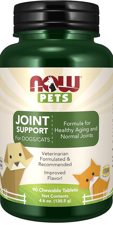 NOW Pet Health, Joint Support Supplement, Formulated for Cats & Dogs, NASC Certified, 90 Chewable Tablets