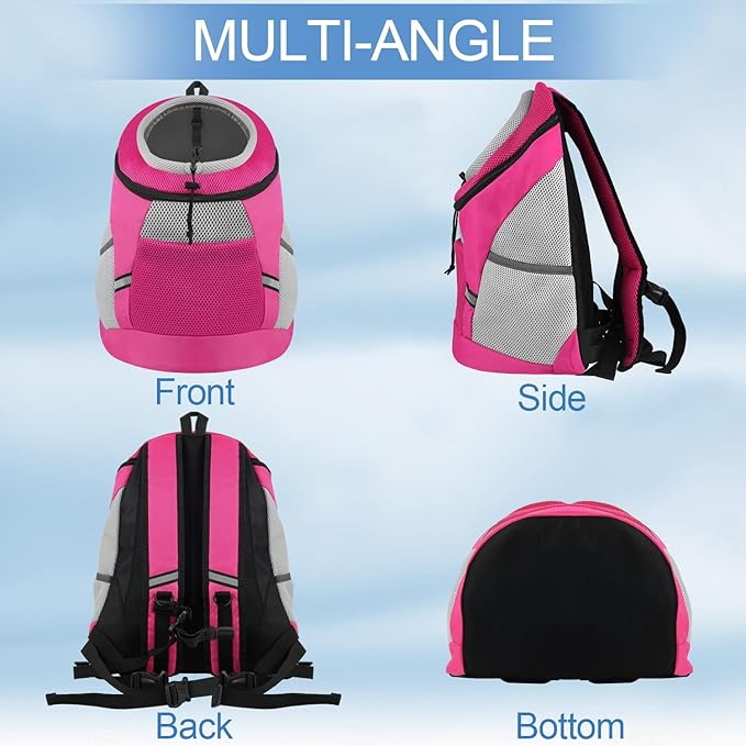 Dog Backpack Dog Carrier Backpack Pet Backpack Dog Carriers for Medium Breathable Pet Backpack Carrier Design with Reflective Safe Dog Backpack Carrier for Medium Medium Dogs Carrier Pink L