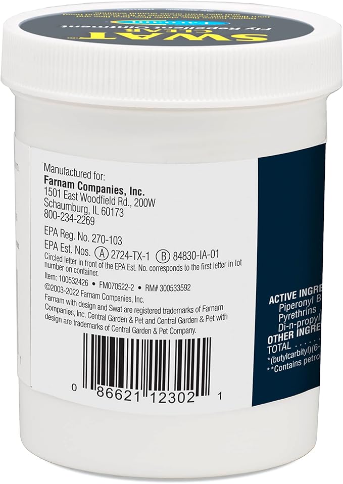 Farnam SWAT CLEAR Horse Fly Control for Horses, Ponies and Dogs, 7 ounce jar