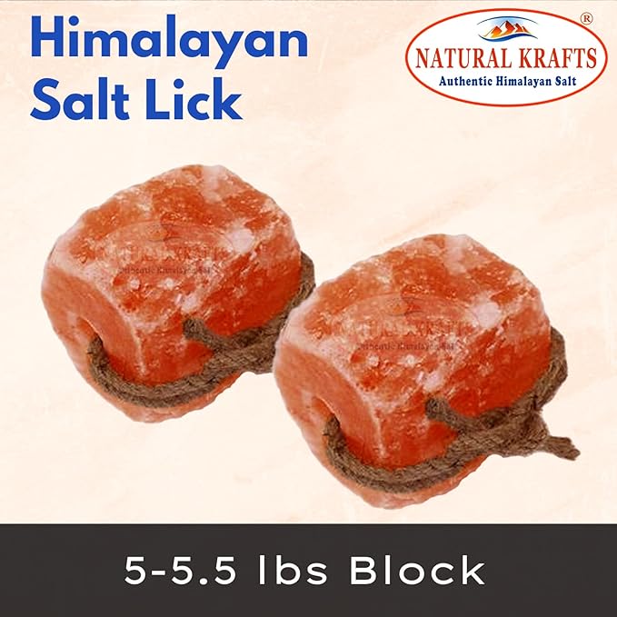 4xHimalayan Salt Lick Stones with Rope for Horses 2-2.5 Kg or 5.5 lbs Approx. (Pack of 4 Pcs)