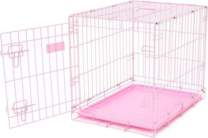 Carlson Pink Secure and Compact Single Door Metal Dog Crate, Small