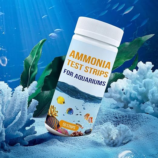 Aquarium Ammonia Test Kit, 50 Counts Ammonia Test Strips Fish Tank Aquarium Test Strips for Aquarium Pond Pool