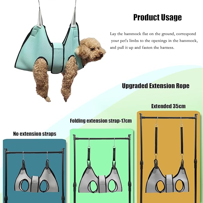 Cat and Dog Grooming Hammock with Safety Belt for Nail Clipping、Grooming.Cat Bathing Bag for cat Nail Trimming ，Pet Claw Care Bag, Dog Grooming Harness（XS,Be Sure to Check The Size Chart）