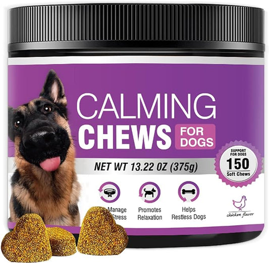 Hemp Calming Chews for Dogs 150PCs Dog Calming Treats and Bites with Hemp Oil - Anxiety and Stress Relief for Dogs Puppy Melatonin Sleep Aid Calm Dog, Noise, Thunder, Barking, Separation, Chewing