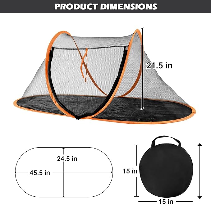 Cat Tent Outdoor, Pet Enclosure Tent Suitable for Cats and Small Animals, Indoor Playpen Portable Exercise Tent with Carry Bag(Orange)