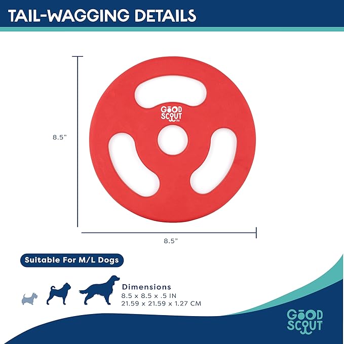 Good Scout Tugg Frisbee Dog Toy for Tugging & Chewing, Best Dog Toy for Fetch, Aggressive Chew Toy for Puppies & Adult Dogs, No Stuffing Dog Toy for Medium & Large Dogs