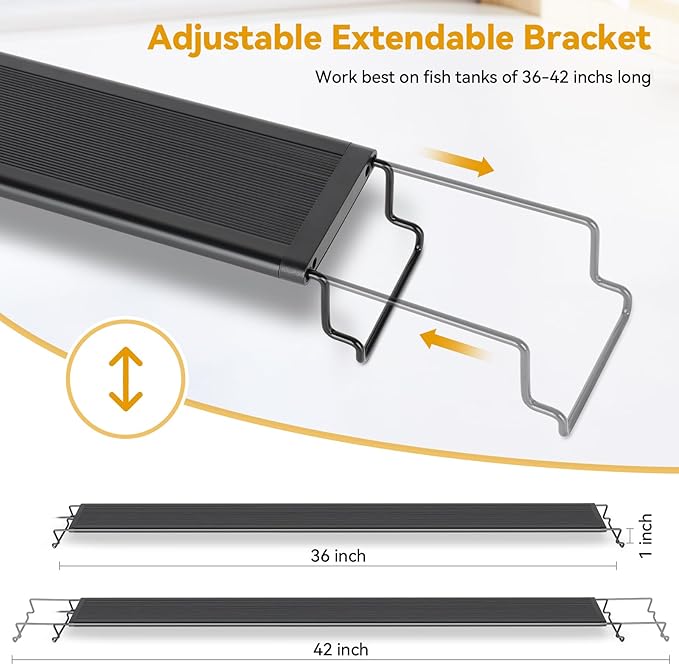 hygger 36W 24/7 Lighting Aquarium LED Light, Sunrise-Daylight-Moonlight and DIY Mode, Adjustable Timer/Brightness/Color Full Spectrum Aquarium Light with Extendable Bracket for 36-42 Inch Fish Tank