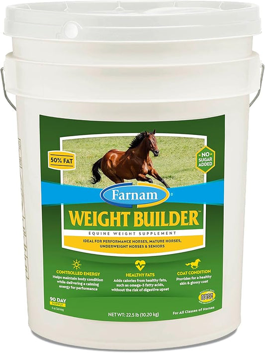 Farnam Weight Builder Horse Weight Supplement, Helps Maintain Optimal Weight and Body Condition with no Sugar Added, 22.5 pounds, 90 Day Supply