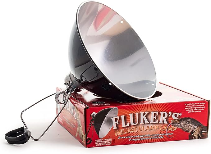 Fluker's Repta-Clamp Lamp, Heavy Duty Clamp Light For Reptile Tanks and Terrariums, UL/CUL Approved, Great for Reptile Basking, 250-Watt Maximum with On/Off Switch, 10"