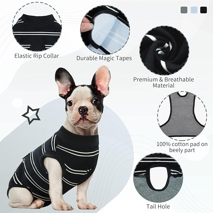 Kuoser Recovery Suit for Dogs After Surgery, Soft Dog Surgery Suit for Female Spay Male Neuter, Breathable Dog Onesie E-Collar & Cone Alternative Pet Bodysuit Anti Licking Wounds Surgical Shirt, XS