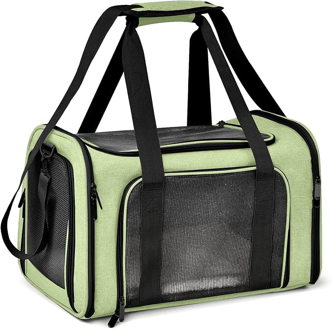 Henkelion Pet Carrier for Small Medium Cats Dogs Puppies up to 15 Lbs, Airline Approved Small Dog Carrier Soft Sided, Collapsible Travel Puppy Carrier - Green