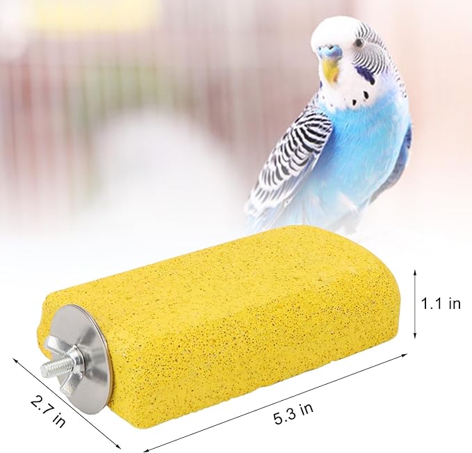 Hypeety Bird Parrot Calcium Teeth Mouth Molar Grinding Stone Hamster Grinding Stone Chew Toy Perch Jumping Stand for Parrot Budgies Chinchilla Squirrel Hamster Cage Stand Platform (Random Colour)