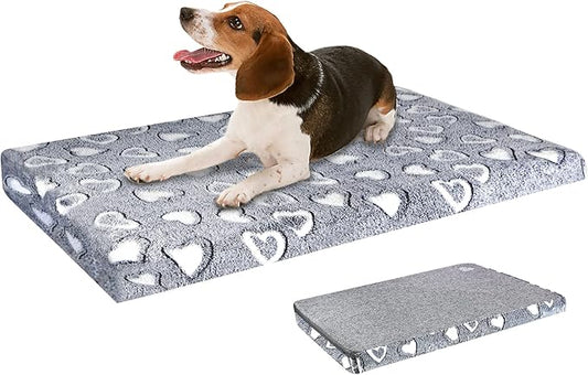 VANKEAN Dog Crate Mat Reversible Cool and Warm, Stylish Dog Bed for Crate with Waterproof Inner Linings and Removable Machine Washable Cover, Firm Support Dog Pad for Small to XX-Large Dogs, Grey