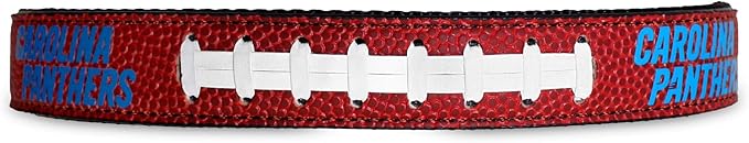 Pets First Tough Leather Pet Collar NFL Carolina Panthers Premium Dog Collar, Limited Edition, Size Medium. Best & Strongest Heavy-Duty Dog Collar!, 16-20" Long & 1" Wide, CAR-3081-MD