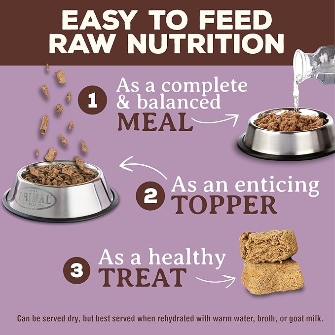 Primal Freeze Dried Cat Food Nuggets Turkey; Complete & Balanced Meal or Topper; Premium, Healthy, Grain Free, High Protein Raw Cat Food with Probiotics (5.5 oz)