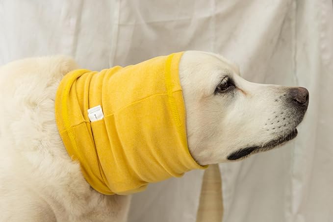 Dog Ear Flap Hat Hoodie Dog Ears Ear No Flap Ear Wrap Anxiety Relief Grooming Bathing Dog Headband for Ears Pail lilac+Yellow L