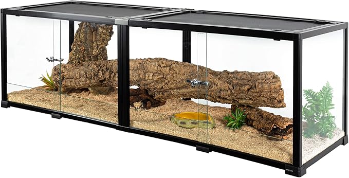 REPTIZOO 84 Gallon Large Reptile Terrarium Extra-Long 60" x 18" x 18" Spliceable Glass Reptile Tank, Double Top Cover Reptile Enclosure Habitats