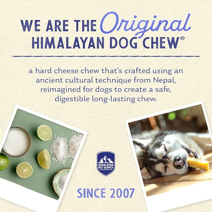 Himalayan Dog Chew Premium Yak Cheese Himalayan Dog Chews, Cheese, 4 XL/Large Treats, 3.3 oz, Dog Treats Large Breed, All Natural, Long Lasting Dog Chews for Aggressive Chewers, Dogs Under 65 lbs