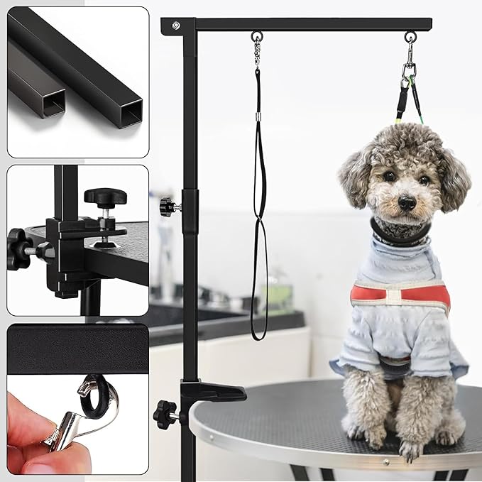 Dog Grooming Table Arm - 37" Dog Grooming Table Arm Dog Grooming Stand with Loop Noose Foldable Dog Grooming Harness for Small Medium Dogs #9