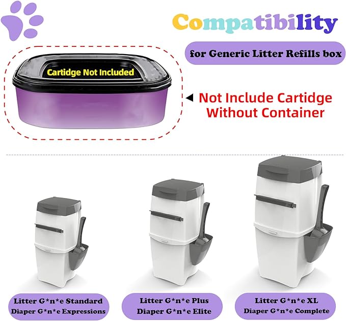 10 Pack Cat Litter Refills Scented Bag Compatible with Your Standard and Plus Litter Disposal Refill Cartridge, Universal Litter Refills Bags (Not Include Cartridge)