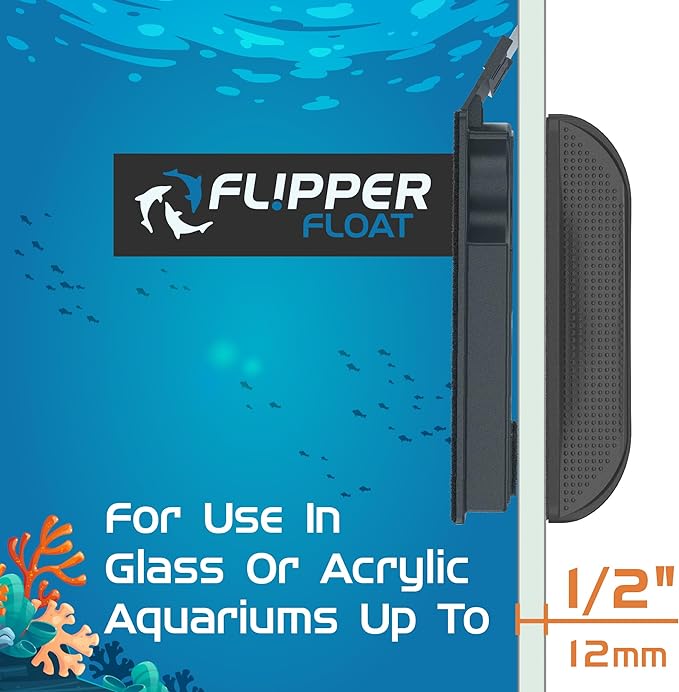 FL!PPER Cleaner Float - 2-in-1 Floating Magnetic Aquarium Glass Cleaner - Fish Tank Cleaner - Scrubber & Scraper Aquarium Cleaning Tools - Floating Fish Tank Cleaner, Standard