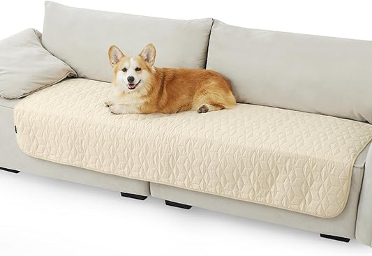 Bedsure 100% Waterproof Couch Cover for Dogs Washable - Non Slip Waterproof Dog Blanket for Couch Sofa, Lightweight Furniture Protector Durable for Pet Cat Puppy with Non-slip Bottom, Beige, 30x70IN