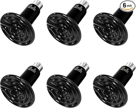 HealSmart Reptile Heat Lamp Bulb Ceramic Heat Emitter 150W No Light Emitting Brooder Coop Heater for Amphibian Pet & Incubating Chicken, Black