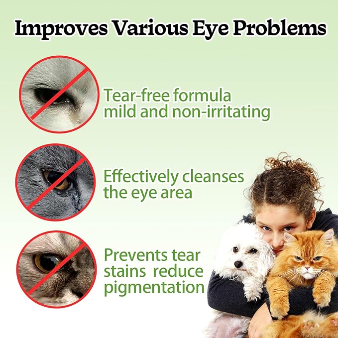 Tear Stain Remover for Dogs & Cats - Eyes Wipes for Cleaning Dirt and Crust - Eye Wash Pads for Reducing Discharge - Pet Eyes Grooming Wipes for Mucus Secretions - 100pcs