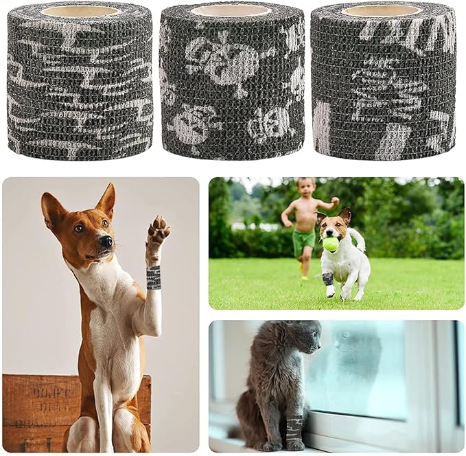 6 Rolls Self-Adhesive Bandage Wrap Grip Tape Wrap Cover Tattoo Cohesive Elastic Bandage for Tattoo Machine and Animals Wounds Wrist Healing Sprains & Swelling