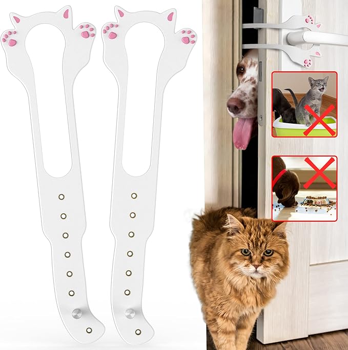 Cat Door Latch Holder,【8 Adjustable Sizes】 Stronger Flex Cat Door Stopper, Keep Door Open 1.5" to 8", Let's Cats in and Keeps Dogs Out of Litter & Food, No Tool Required & No Wall Damage