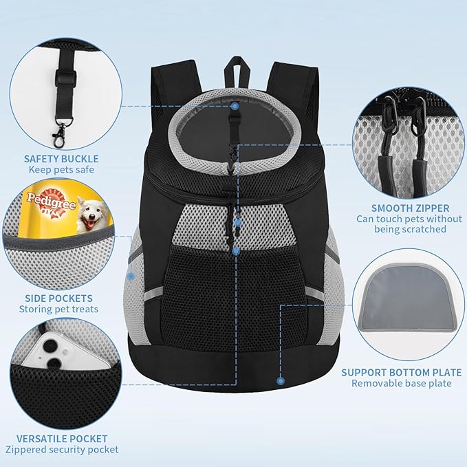 Dog carrier backpack dog carriers for small dogs Breathable head out Design with reflective safe Dog backpack carrier for Small Medium Dogs Cats