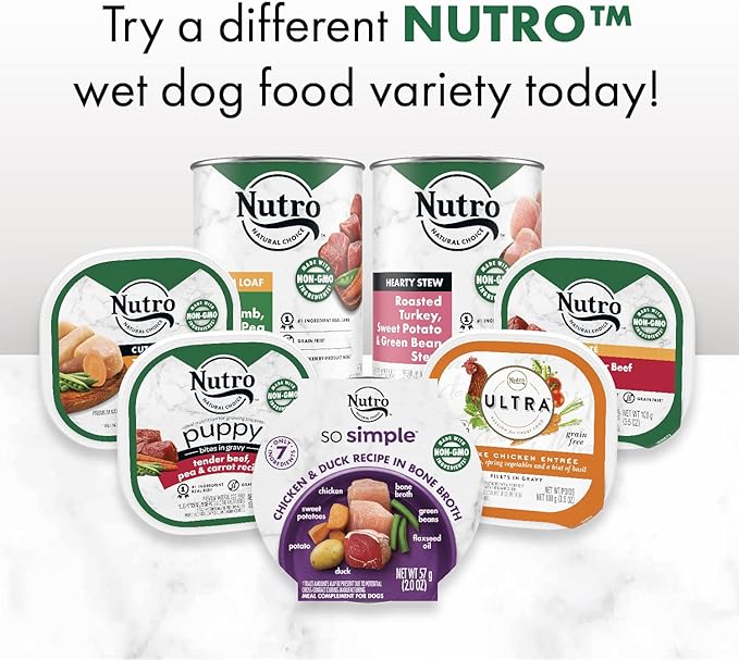 Nutro So Simple Meal Complement Adult Wet Dog Food Chicken Recipe in Bone Broth, 2 oz. Tubs, (Pack of 10)