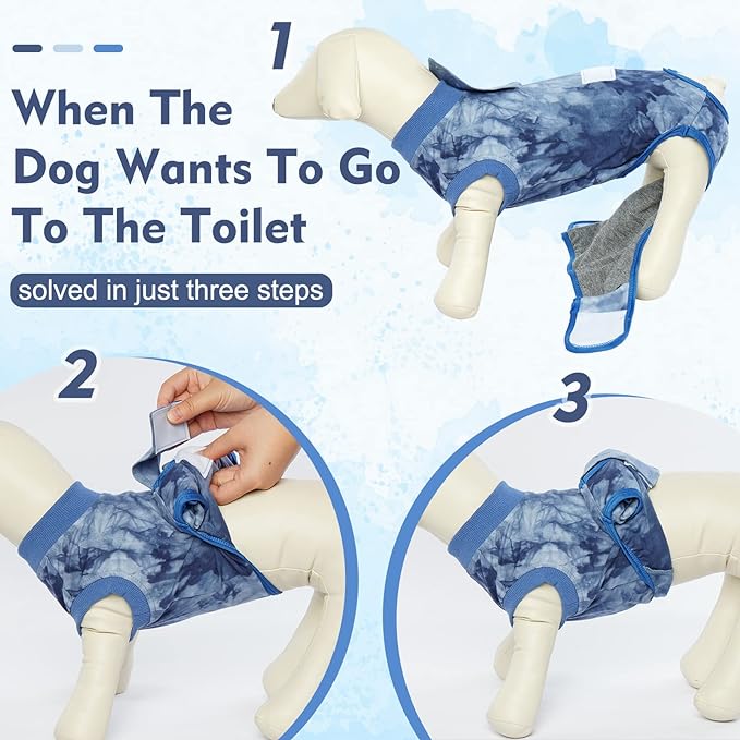 FUAMEY Recovery Suit for Dogs After Surgery,Soft Breathable Dog Bodysuit E-Collar & Cone Alternative Surgical Suit,Male Female Dog Neuter Spay Suits Anti Licking Wounds Onesie Blue Tie Dye XL