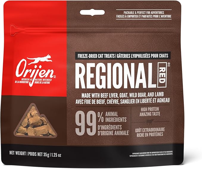 ORIJEN REGIONAL RED Freeze Dried Cat Treats, Grain Free Treats for Cats, WholePrey Ingredients, 1.25oz