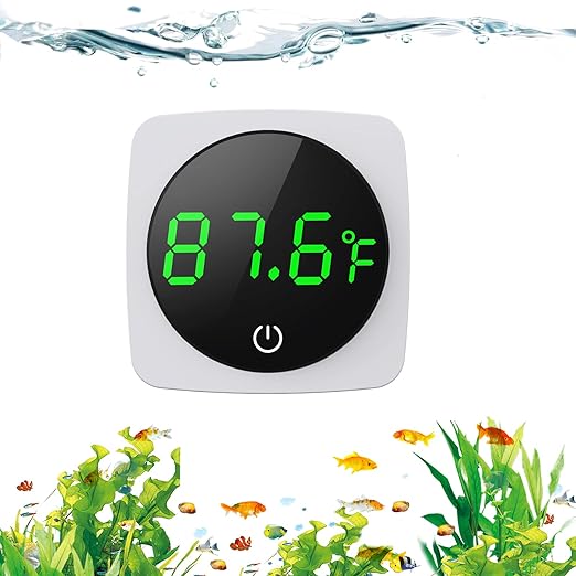 Aquarium Thermometer, LED Digital Fish Tank Thermometer High Accurate to ±0.9℉, Aquarium Fish Tank Accessories for Betta, Goldfish, Axolotl, or Aquatic Pet, White