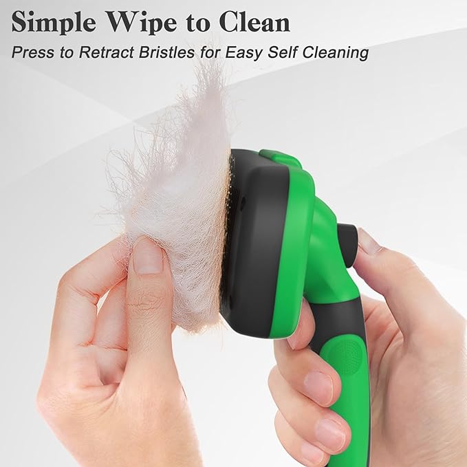 Self Cleaning Slicker Brush for Dogs & Cats, Skin Friendly Grooming Cat Brush, Dog Brush for Shedding, Deshedding Brush, Hair Brush Puppy Brush for Haired Dogs, Pet Supplies Accessories, Green