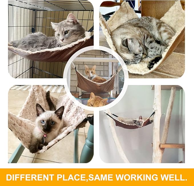 JOYELF Cat Hammock Bed, Large Reversible Pet Cage Hammock Hanging Soft Pet Bed for Kitten Ferret Puppy or Small Pet