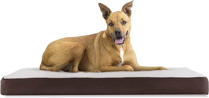 Furhaven Memory Foam Dog Bed for Large/Medium Dogs w/ Removable Washable Cover, For Dogs Up to 55 lbs - Sherpa & Suede Mattress - Espresso, Large