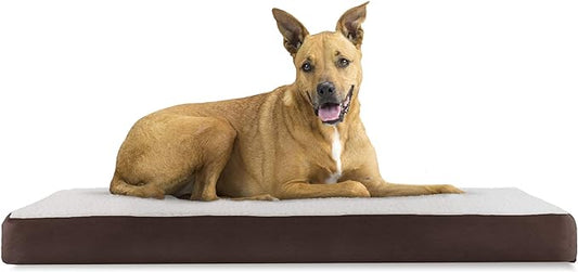 Furhaven Memory Foam Dog Bed for Large/Medium Dogs w/ Removable Washable Cover, For Dogs Up to 55 lbs - Sherpa & Suede Mattress - Espresso, Large