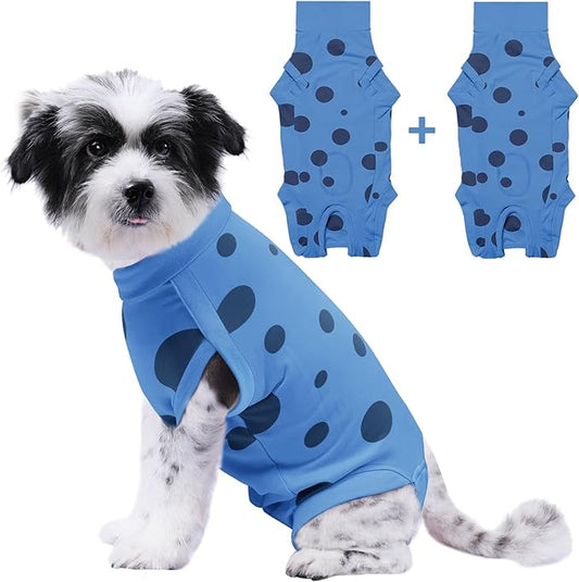 2 Packs Dog Recovery Suit Female Male, Blue+Blue, M