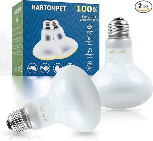 Reptile Heat Lamp Bulbs 100W E26 - UVA Basking Spot Light for Reptiles - Simulated Sunlight Terrarium Heat Lamps - Ideal for Bearded Dragon, Lizard, Tortoise, chickss and More | Pack of 2