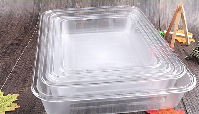 OMEM Reptile food bowl large water dish, wood plate, bowl turtles (S=27 * 21 * 4.7, White)