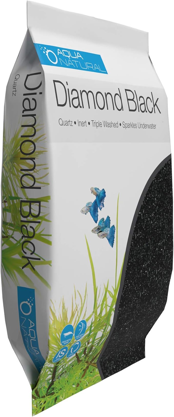 Aqua Natural Diamond Black 10lb, Premium Gravel and Substrate for Aquariums, Fish Tanks and terrariums, 1-2mm